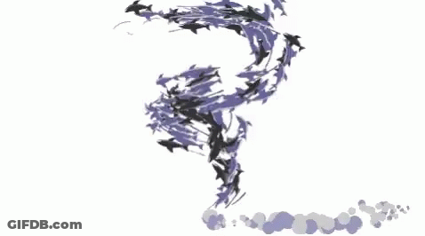 A Painting Of A Swirl Of Purple And Black Flowers On A White Background . GIF