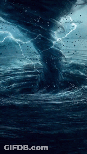 A Painting Of A Tornado In The Ocean With A Watermark That Says ' Martinclaus ' On It GIF