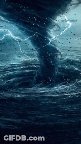 A Painting Of A Tornado In The Ocean With A Watermark That Says ' Martinclaus ' On It GIF