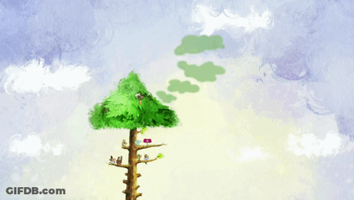 A Painting Of A Tree With The Words Help Stuck In Tree On It GIF