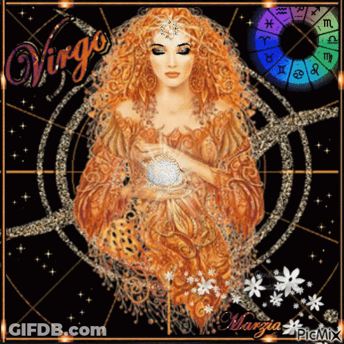 A Painting Of A Virgo Zodiac Sign GIF