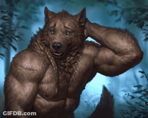 A Painting Of A Werewolf With The Year 2011 On The Bottom Left GIF