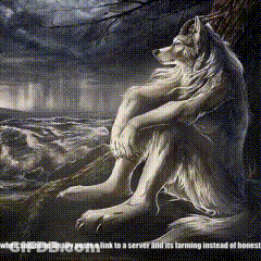 A Painting Of A Wolf Sitting On A Rock GIF