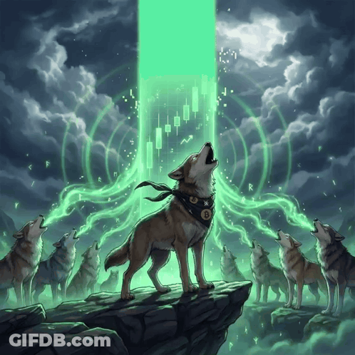 A Painting Of A Wolf With A Bandana That Says ' B ' On It GIF