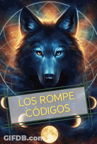 A Painting Of A Wolf With The Words Los Rompe Codigos On It GIF