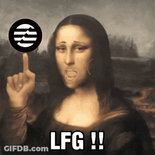 A Painting Of A Woman Giving The Middle Finger And The Words Lfg Written Below Her GIF