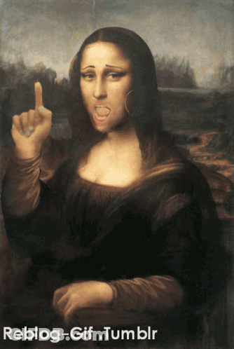 A Painting Of A Woman Giving The Middle Finger With Reblog-Gif.tumblr Written Below It GIF