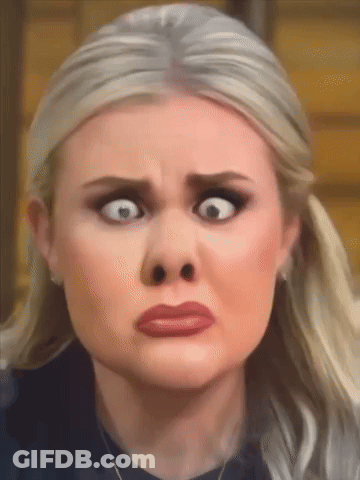 A Painting Of A Woman Making A Funny Face With Her Eyes Wide Open GIF
