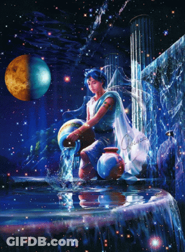 A Painting Of A Woman Pouring Water From A Vase GIF