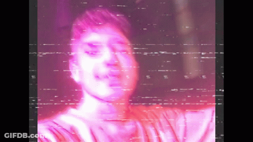 A Painting Of A Woman 'S Face With A Purple Background GIF