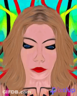 A Painting Of A Woman 'S Face With Pixelup Written On The Bottom Right GIF