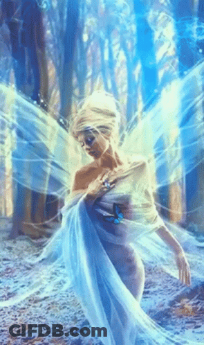 A Painting Of A Woman With A Butterfly On Her Chest GIF