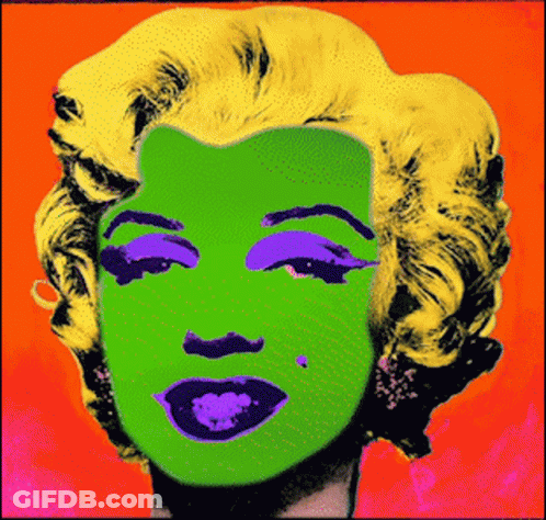 A Painting Of A Woman With A Green Face GIF