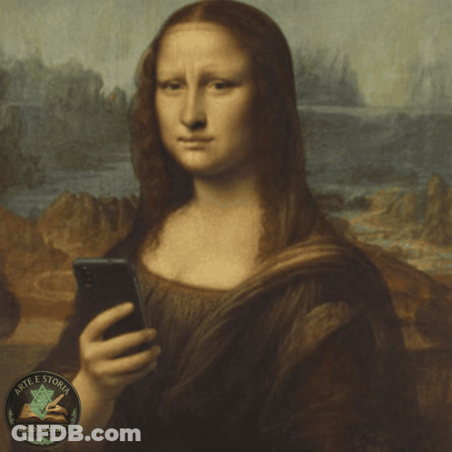 A Painting Of A Woman With A Question Mark Above Her Head GIF