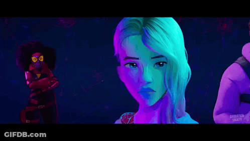 A Painting Of A Woman With A Spider-Man Costume GIF