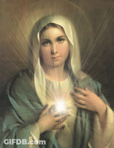 A Painting Of A Woman With A White Veil On Her Head GIF