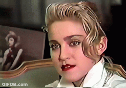 A Painting Of A Woman With Blonde Hair And Red Lipstick GIF