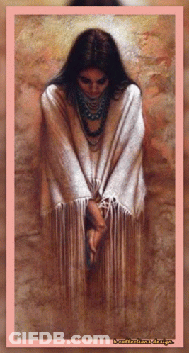 A Painting Of A Woman With Fringe And The Words Reflections Design On The Bottom Right GIF