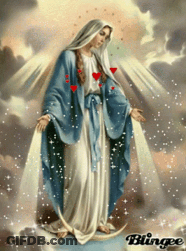 A Painting Of A Woman With Hearts On Her Clothes And The Word Blingee On The Bottom GIF
