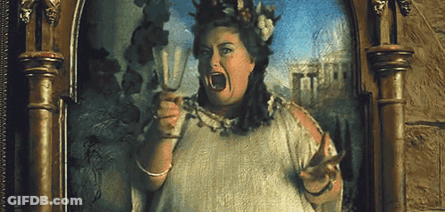 A Painting Of A Woman With Her Mouth Open GIF