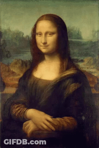 A Painting Of A Woman With Long Hair And A Landscape In The Background GIF
