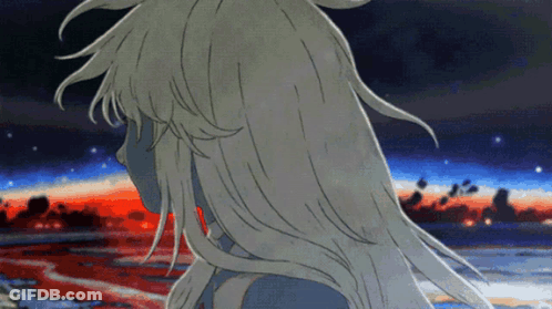 A Painting Of A Woman With Long White Hair GIF