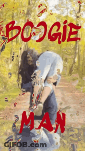 A Painting Of A Woman With The Word Boogie Man Written On It GIF