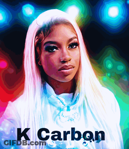 A Painting Of A Woman With The Words K Carbon Written On The Bottom GIF