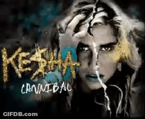 A Painting Of A Woman With The Words Kesha Cannibal Written On The Bottom GIF