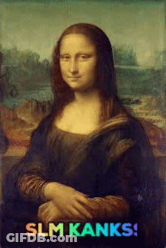 A Painting Of A Woman With The Words " Slm Kanks " On The Bottom GIF