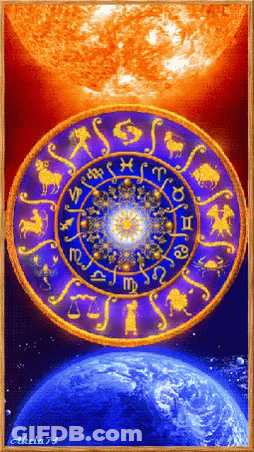 A Painting Of A Zodiac Circle With The Letters Of The Signs On It GIF