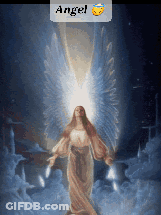 A Painting Of An Angel With The Name Angel On The Bottom Right GIF