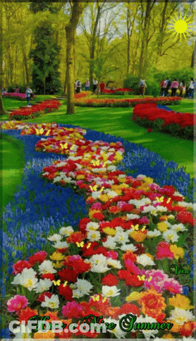 A Painting Of Flowers With The Words Have A Nice Summer GIF