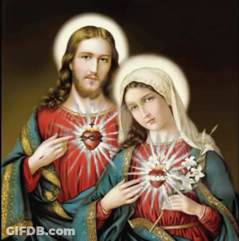 A Painting Of Jesus And The Virgin Mary GIF