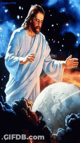 A Painting Of Jesus Reaching Out Towards The Earth By Editka 1754 GIF