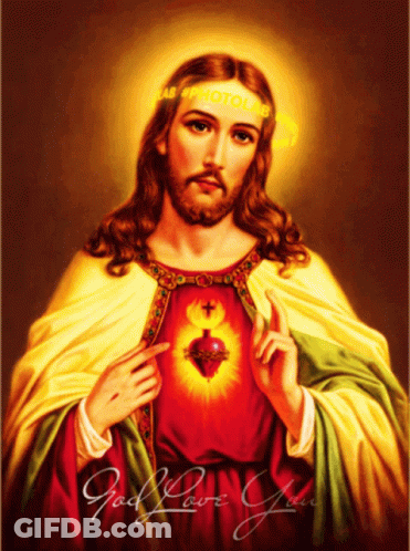 A Painting Of Jesus With The Words God Love You Below GIF