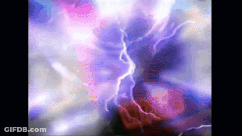 A Painting Of Lightning Strikes With A Purple Background GIF