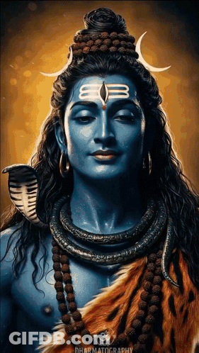 A Painting Of Lord Shiva With A Cobra Around His Neck GIF