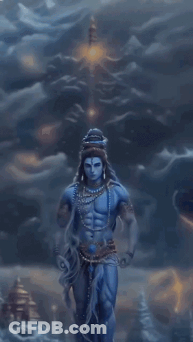 A Painting Of Lord Shiva With The Words Good Morning Written Above Him GIF