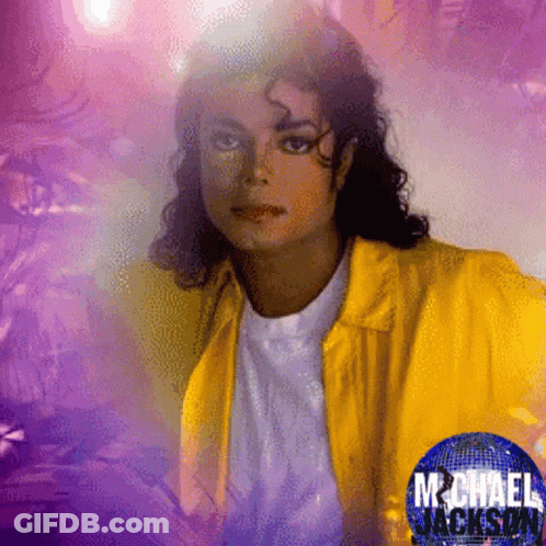 A Painting Of Michael Jackson With A Yellow Jacket On GIF