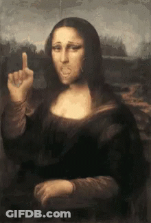 A Painting Of Mona Lisa Making A Middle Finger Sign GIF
