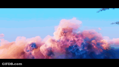 A Painting Of Pink And Blue Clouds In The Sky GIF