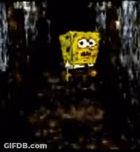 A Painting Of Spongebob Squarepants In The Dark GIF