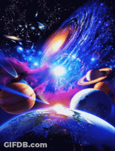 A Painting Of The Planets Of The Solar System Including The Earth GIF