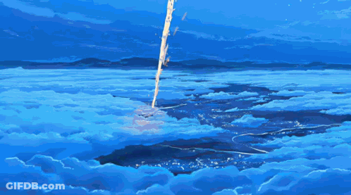 A Painting Of Two People Standing In Front Of A Large Sphere GIF