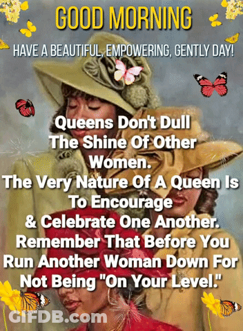 A Painting Of Two Women With A Quote About Queens GIF