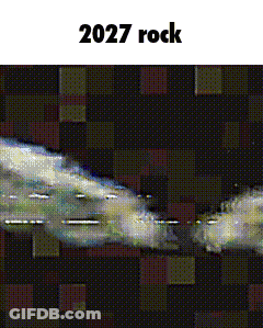 A Painting With The Words 2027 Rock On The Top GIF