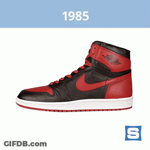 Black And Red Air Jordans 1985 GIF