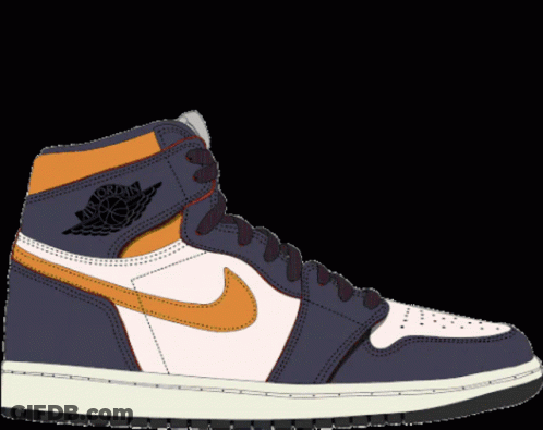 A Pair Of Black And White Nike Air Jordan 1 Sneakers GIF