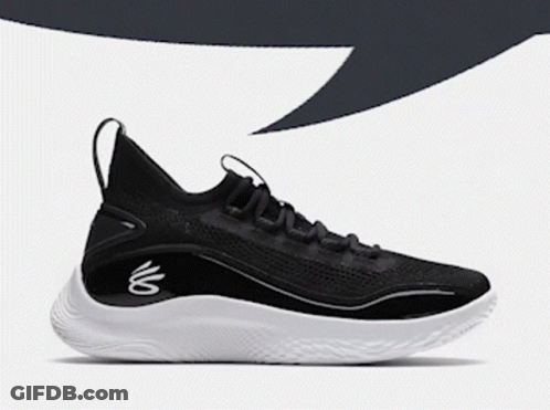 A Pair Of Black And White Under Armour Basketball Shoes GIF